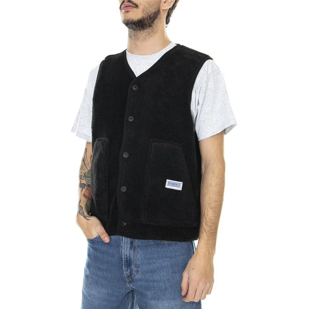 The Hundreds Toddy Men’s Sherpa Black Vest Size Small